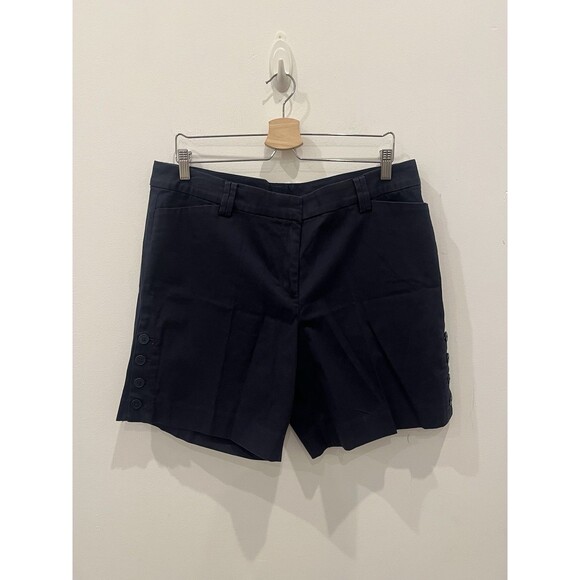 TALBOTS navy chino shorts with side buttons size 14 Womens Casual Nautical - Picture 1 of 7